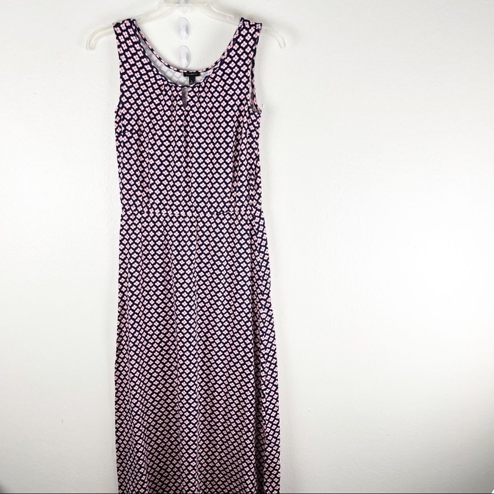 TALBOTS Floral Sleeveless V-Neck Cinched Waist Maxi Dress Small Casual Spring
